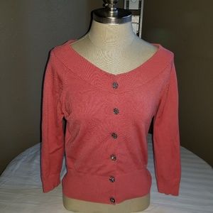 Coral pink INC cardigan sweater.